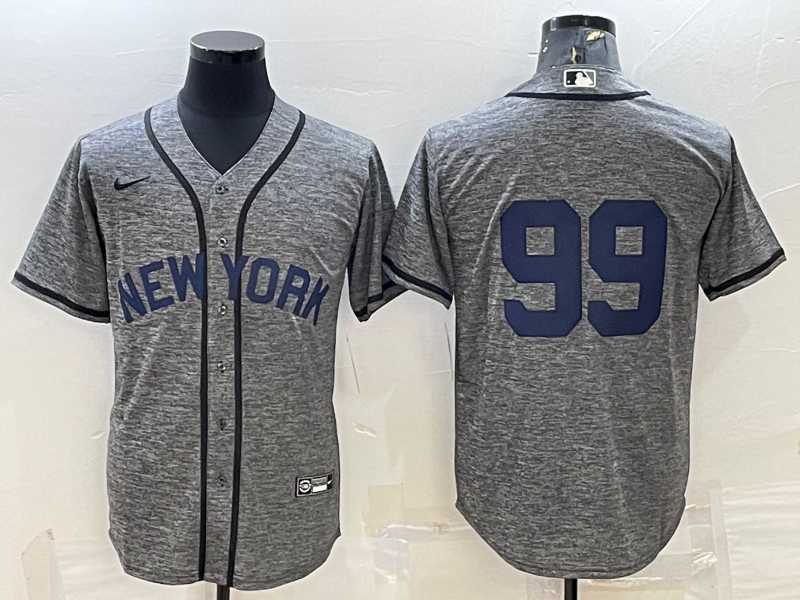 Men%27s New York Yankees #99 Aaron Judgey No Name Grey Gridiron Cool Base Stitched Jersey